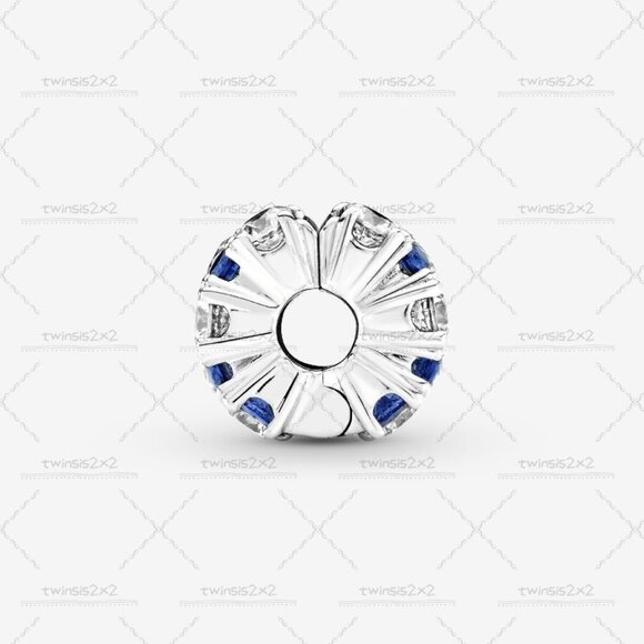 Pandora Clear & Blue Sparkling Clip Charm|Pendant - Picture 3 of 4